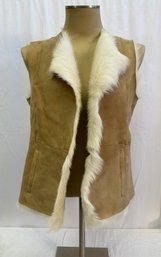 Women's Paul Stuart Leather Shearling Vest Size L