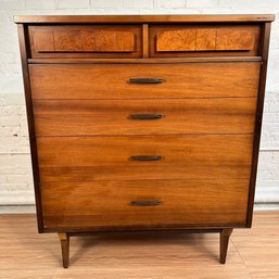 Mid Century Walnut 4 Drawer Tall Dresser