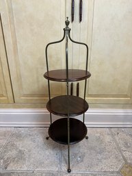 Mahogany And Brass 3 Tier Cake Stand