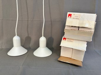 Pair Focus White Confetti Hanging Lamps