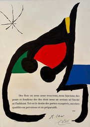 1976 Joan Miro Rene Char Color Lithograph Poster