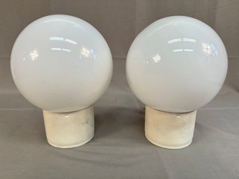 Pair Mid C. Sonneman Style Orb Shape Table Lamps