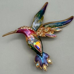 Graziano Enamel And Rhinestone Bird Brooch