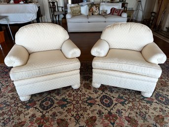 Pair Of Custom Made Lounge Chairs With Cream Upholstery