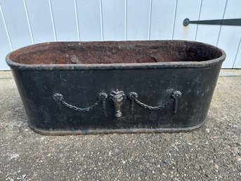 Antique Adams Style Neoclassical Cast Iron Trough Planter ( B )