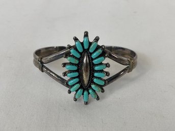 Native American Sterling And Turquoise Cuff Bracelet Signed Begay