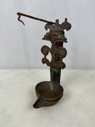 Antique Pressed Tin Betty Oil Lamp