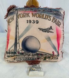1939 New York World's Fair Silk Pillow