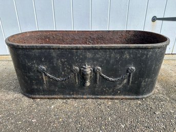 Antique Adams Style Neoclassical Cast Iron Trough Planter ( A )