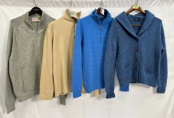 (4) Women's Cashmere And Wool Quarter Zip Sweaters