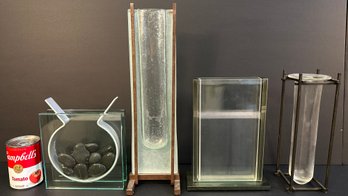 (4) Contemporary Glass & Metal Vases