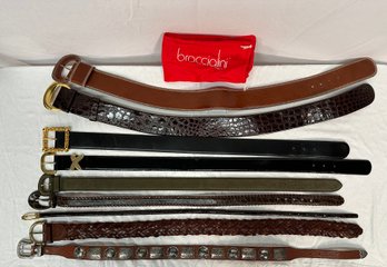 (9) Women's Leather Belts By Various Designers In Various Sizes