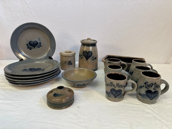 Rowe Pottery Works Salt Glazed Pottery, 16 Pcs.