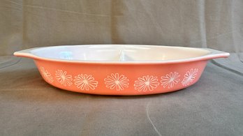 Pyrex Pink Daisy Split Casserole Dish