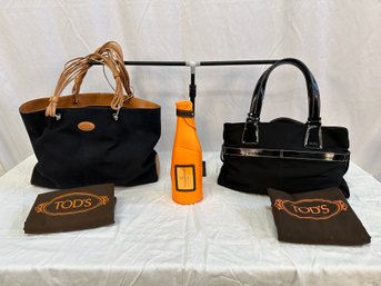 (2) Tod's Canvas And Leather Handbags