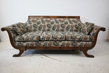 Duncan Phyfe Mahogany Carved Sofa (recently Reupholstered)