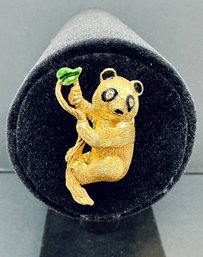 18kt Gold Panda Bear Brooch With Diamond Eyes