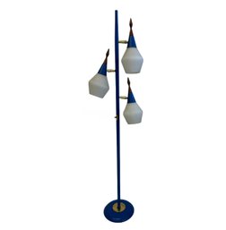 Mid Century 3 Light Tree Blue Floor Lamp