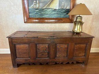 Large Antique European Oak Dowry Blanket Chest