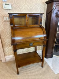 French De Bournais Cherry Wood Petite Roll Top Secretary