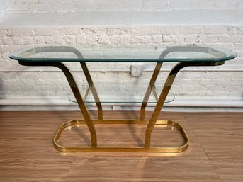 1970s Brass & Glass Console Table