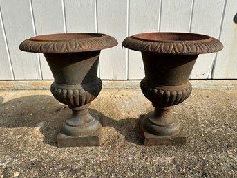 Pr. Small Cast Iron Classic Urns