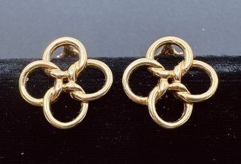 Pair Of Elsa Peretti For Tiffany & Co. Quatrefoil 18 Kt Gold Earrings