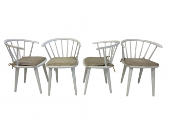 Set Of 4 Modern Wooden White Spindle Back Chairs