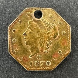 1870-G California Fractional Gold 1/4 Dollar Coin