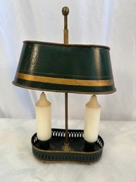 Small Painted Tole 2 Candle Table Lamp