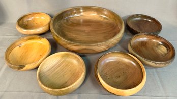 7 Pc. Turned Wooden Salad Bowl Set