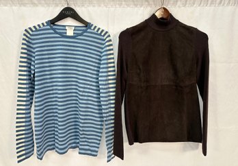 2 Women's Akris Cashmere, Wool And Suede Sweaters