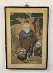 Antique Chinese Watercolor Of Monk