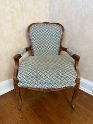 Louis XV Style Carved And Upholstered Fruitwood Armchair