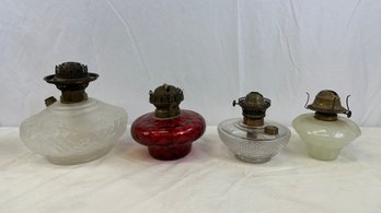 Lot Of 4 Antique Hanging Oil Lamps