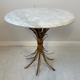 Sheaf Of Wheat Brass Table With Marble Top