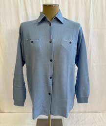 Women's Brunello Cucinelli Powder Blue Button Up Cashmere Shirt