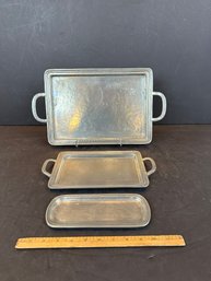 Lot Of 3 Arte Italica Pewter Serving Trays