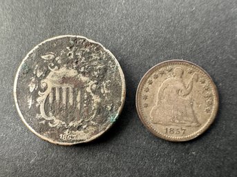 1857 Liberty Seated Half Dime & 1867 Shield Nickel