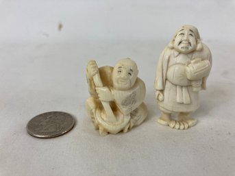 Group Of Two Japanese Carved Netsuke And Okimono