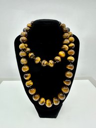 Strand Of Tiger's Eye Beaded Necklace, 31' Long