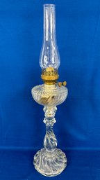 Antique Baccarat Clear Glass Kerosene Oil Lamp
