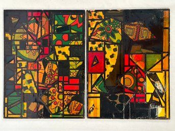 Pair Morton Fishman (American,1936-2018) Mixed Media Works On Masonite