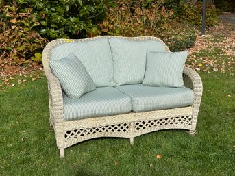 Custom Natural Wicker Loveseat Great Size