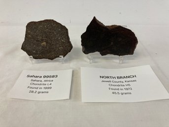 Group Of 2 Chondrite Meteorite Slices