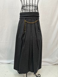 Women's Hermes Gray Wool And Cashmere Full Length Skirt EU 38