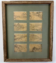 Set Of 8 Framed Charles Overly Block Island Postcards