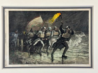 1877 Schell & Hogan, To The Rescue, Hand Colored Engraving From Harper's Weekly