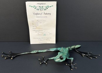 Tim Cotterill (British 1950-Present) Green Bronze Frog Sculpture W/ Coa