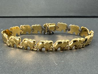 Vintage Gold Vermeil Elephant Chain Link Bracelet